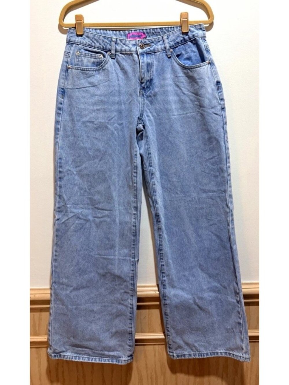 Edikted Women's Light Wash Blue Denim Wide Leg Jeans Size Medium
